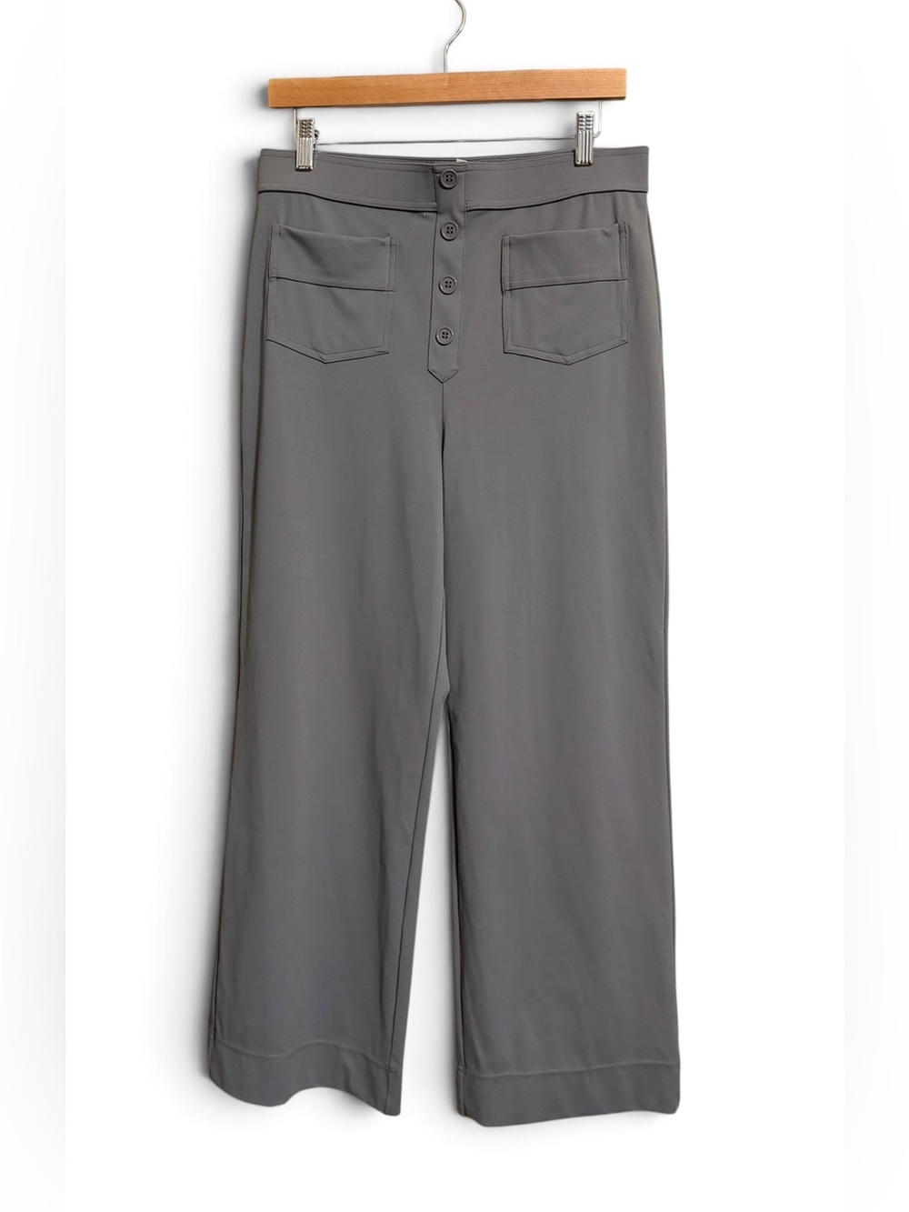 HALARA Slate Gray Wide-Leg Button-Front Pants